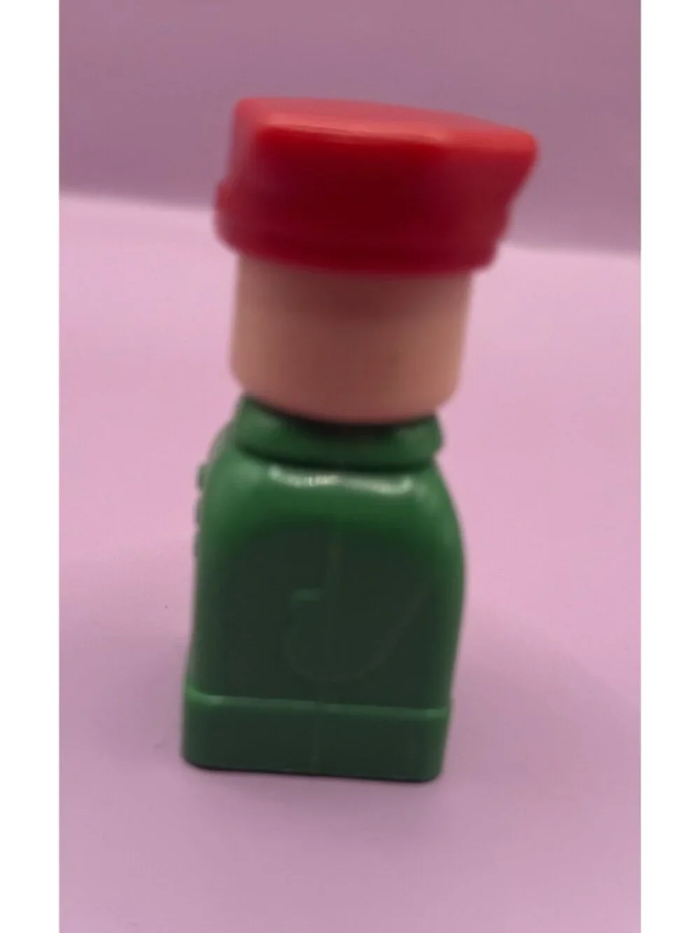 Vintage Mega Bloks Megaville Block Person Bald Red Hat Conductor? Plastic 2.5